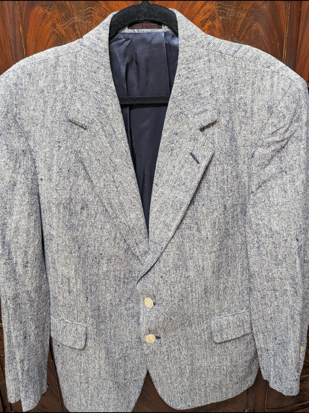 Saville Row Men's Textured Linen Blend Navy Sport Coat Blazer 42S